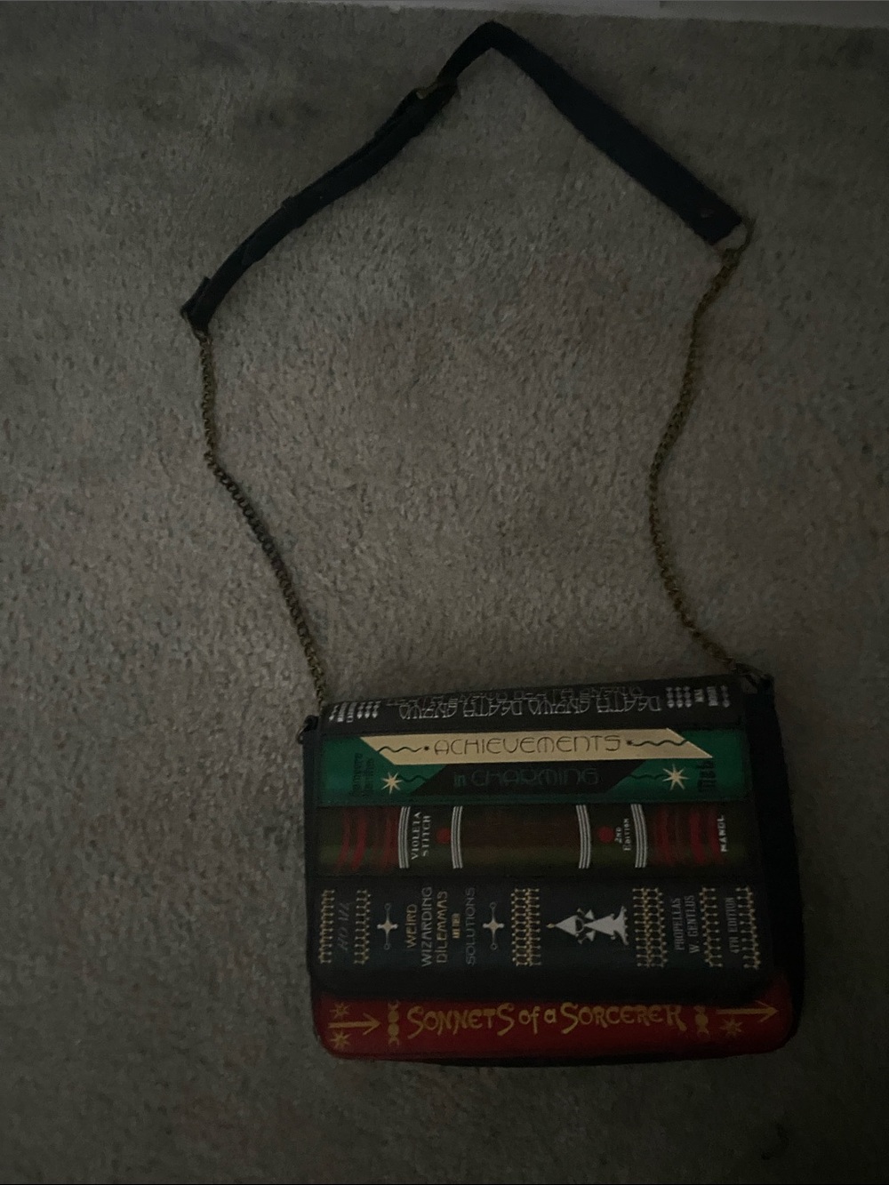 Book Stack Crossbody Bag - Black and Multicolor